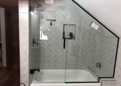 Glass door on tub and shower