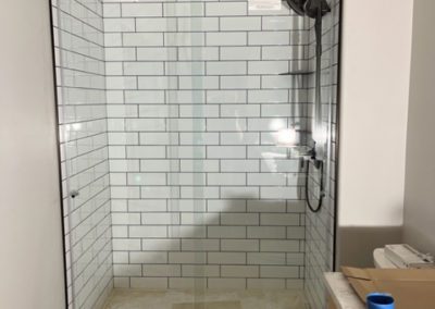 New subway tile shower installation