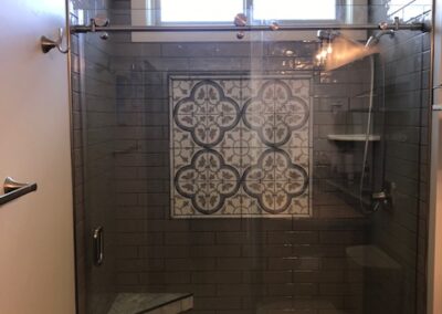 decorative shower with bench