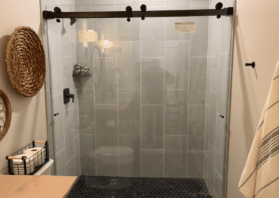 grey tiled shower