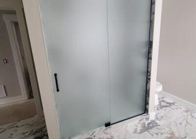 New satin etched shower installation